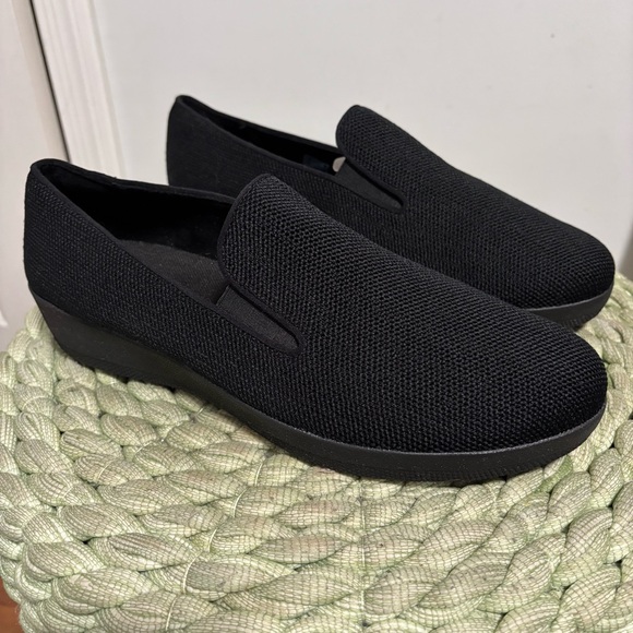 FitFlop Superskate Uberknit Black Slip On Comfort Lightweight Loafers NWOB - Picture 1 of 7
